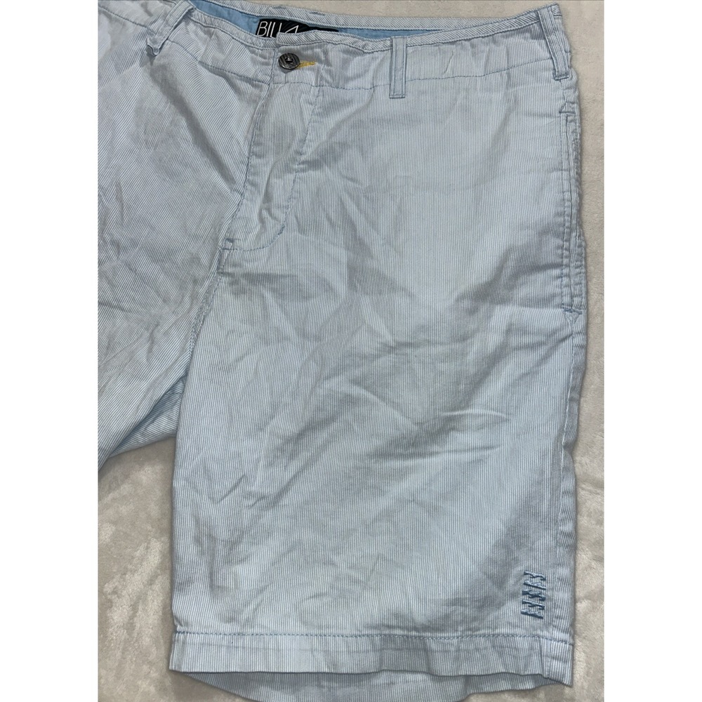 Billabong Men's Sz 38 Blue/White Vertical Pinstripe Chino Short, Built To Thrash
